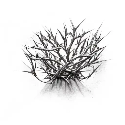 A trap rap artist with a crown made of thorns tattoo design idea