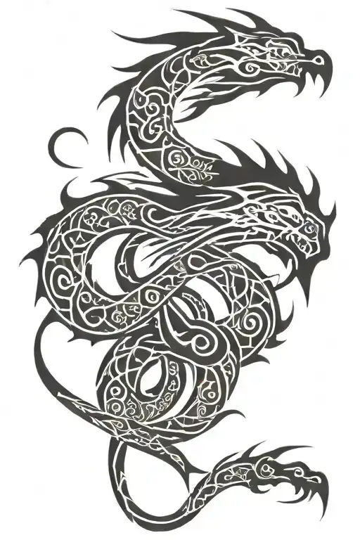 dragon coiled tattoo design idea