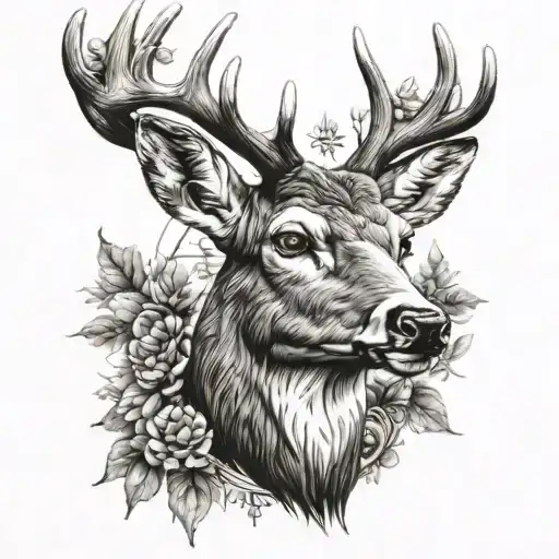 deer head tattoo design idea