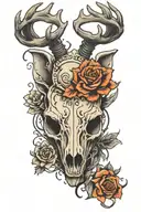 deer head half live half skull tattoo design idea