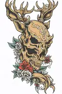 deer head half live half skull tattoo design idea