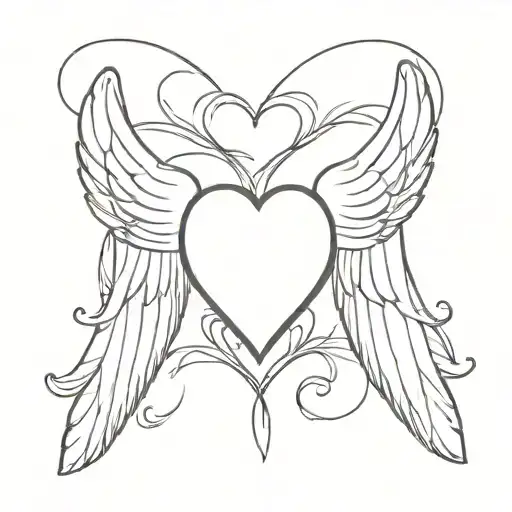 heart and wings angels and tattoo design idea