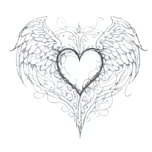 heart and wings tattoo design idea
