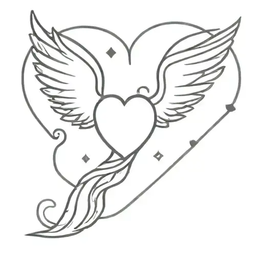 heart and wings tattoo design idea