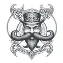 trishul , karma circle and handlebar moustache  tattoo design idea