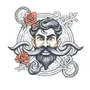trishul , karma circle and handlebar moustache  tattoo design idea