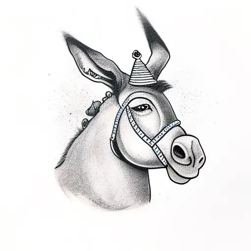 donkey with a crown tattoo design idea