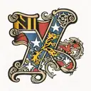 The letter Q with the Maryland Flag  tattoo design idea