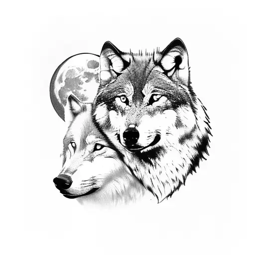 wolf full moon tattoo design idea