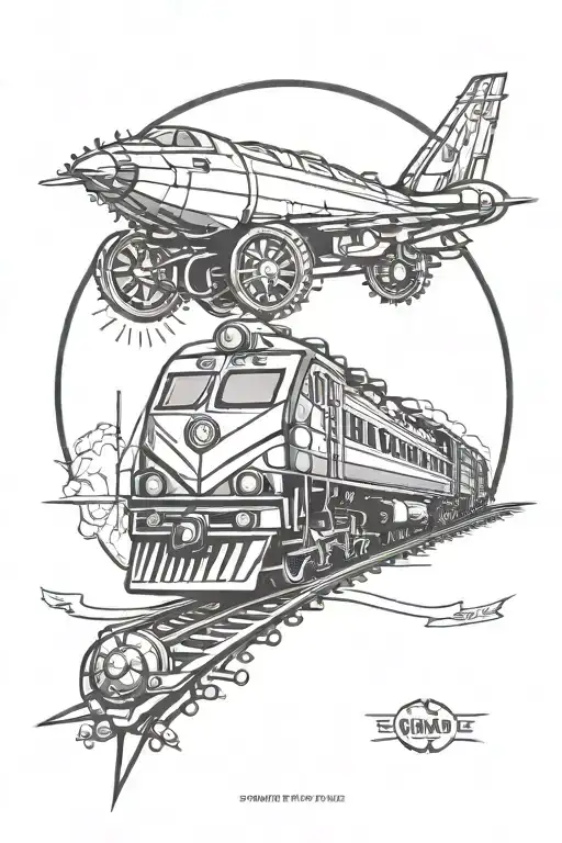 transportation corps emblem with train tacks tattoo design idea