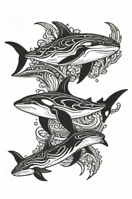 ocean, Orca, octopus, shark tattoo design idea