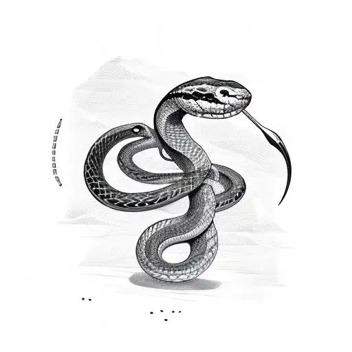 A snake coiled around a bow and arrow, symbolizing strength and precision tattoo design idea
