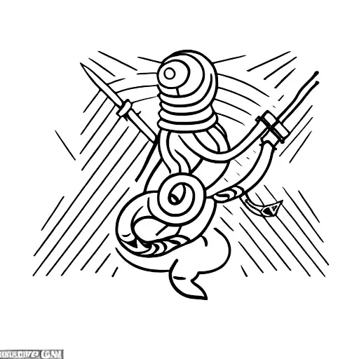 A warrior with a snake coiled around their leg, aiming a bow and arrow tattoo design idea
