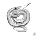 A snake coiled around a bow and arrow, symbolizing strength and precision tattoo design idea