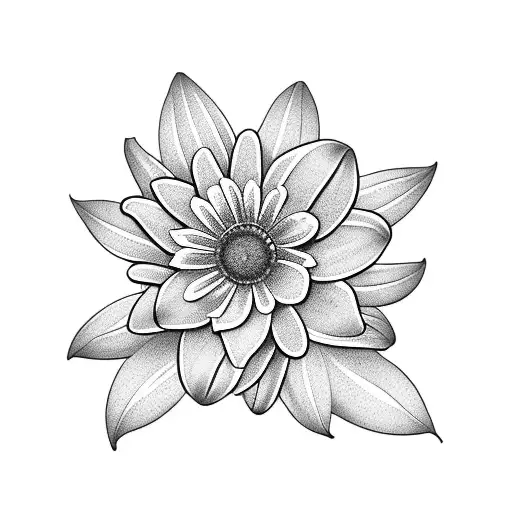 violet flower , daisy flower , Lilly flower  & holly flower tattoo design idea