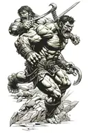 gladiator hulk fighting tattoo design idea