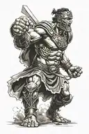 gladiator hulk fighting tattoo design idea