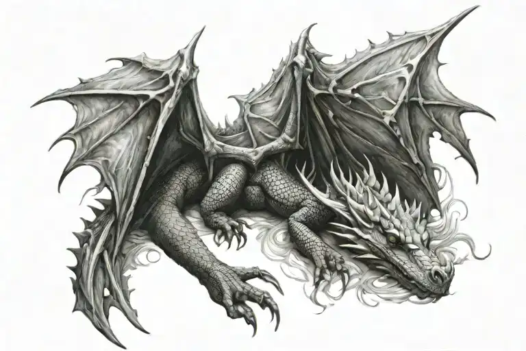 sleeping dragon wrapping tattoo design idea