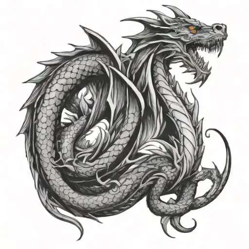 dragon and aquarius zodiac sign tattoo design idea