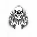 skull hands tattoo design idea