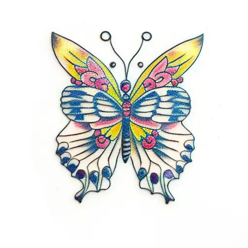 Traditional "Clothespin Decorated With Butterfly..." Tattoo Idea
