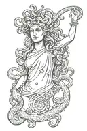 medusa with date August 19 2021 In Roman Numerals tattoo design idea