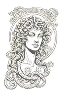 medusa with date August 19 2021 In Roman Numerals tattoo design idea