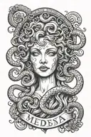 medusa with date August 19 2021 In Roman Numerals tattoo design idea