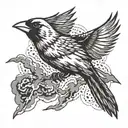  cardinal flying through thunder lightning tattoo design idea