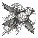  cardinal flying through thunder lightning tattoo design idea