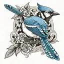 blue jay bird tattoo design idea