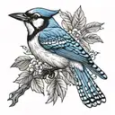 blue jay bird tattoo design idea