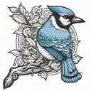 blue jay bird tattoo design idea