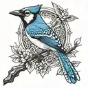 blue jay bird tattoo design idea