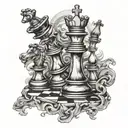 chess piece surrounded tattoo design idea