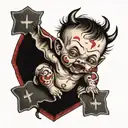 demon baby on a cross  tattoo design idea