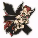 demon baby on a cross  tattoo design idea