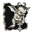 demon baby on a cross  tattoo design idea