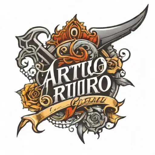 Arturo metal style lettering . tattoo design idea
