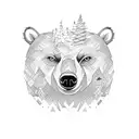 Forest, Bear, Trees  tattoo design idea