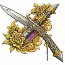 templar sword with non nobis domine on scrolls tattoo design idea