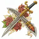 templar sword with non nobis domine on scrolls tattoo design idea