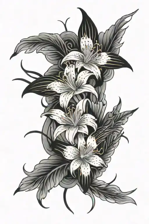 spider lily flower butterfly   tattoo design idea