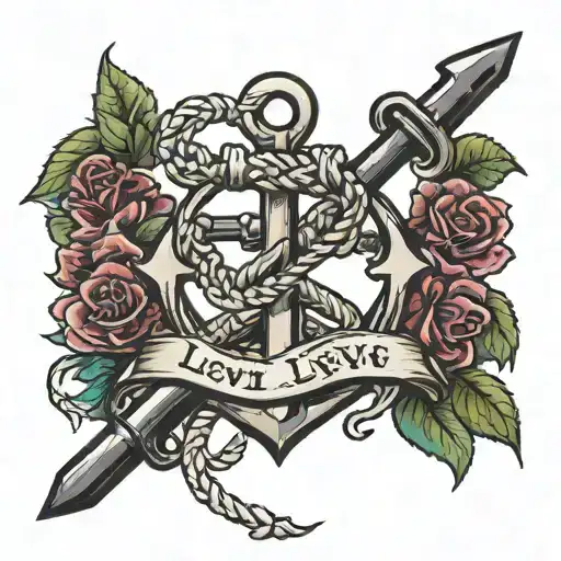 anchor tattoo with the words Levi across it  tattoo design idea