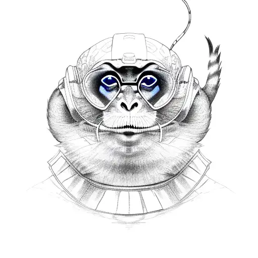 Blue turtle monkey and cat tattoo design idea
