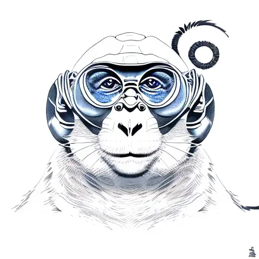 Blue turtle monkey and cat tattoo design idea