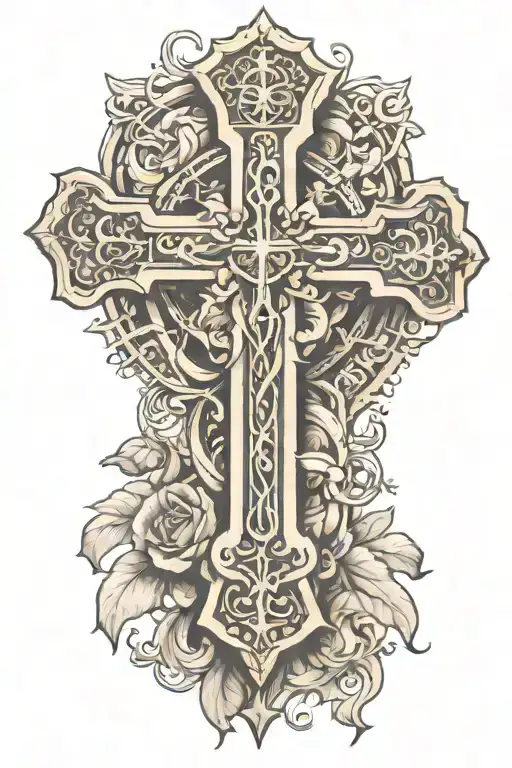 romans 8:11 with a cross surrounded tattoo design idea