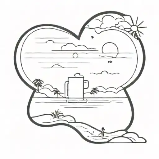 beach, love, beer, sea, sun and sky tattoo design idea