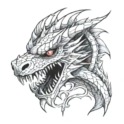 Drakengard Michael dragon face tattoo design idea