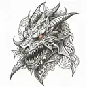Drakengard Michael dragon face tattoo design idea